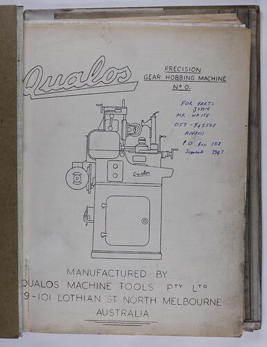 Page with line drawing of Gear Hobbing machine.