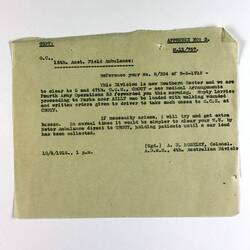 Single page on lined off-white paper with black printed text.