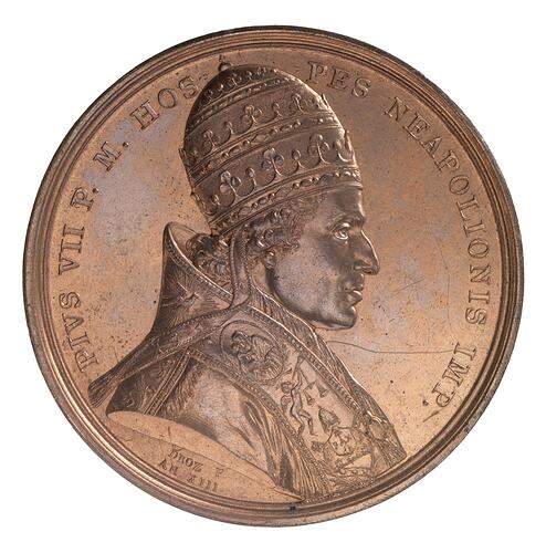 Medal - Pope Pius VII visits the Mint, France, 1805