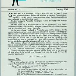 Leaflet - 'Facts About Customs Duty in Australia', England, Feb 1961