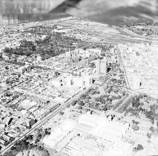 Negative - Aerial View of the Royal Exhibition Building, Carlton, Victoria, 1960