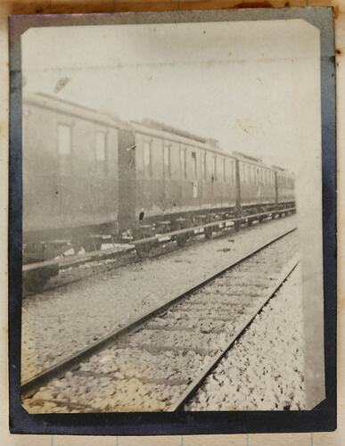 View of railway tracks and train cabins.