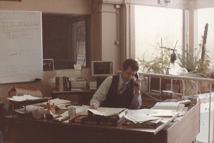 Photograph - Kodak Australasia Pty Ltd, Shane Allan in Office, Coburg, circa 1984