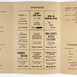 Programme - Australian Songwriters Association 5th Annual Song Contest, 1985