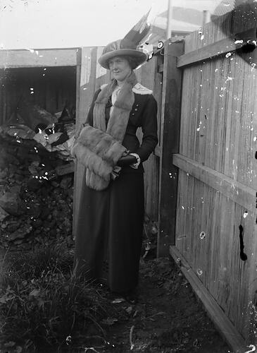 Woman in Garden with Furs, circa 1900s