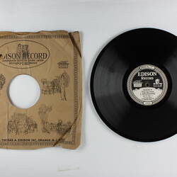 Edison recording disc and paper sleeve.