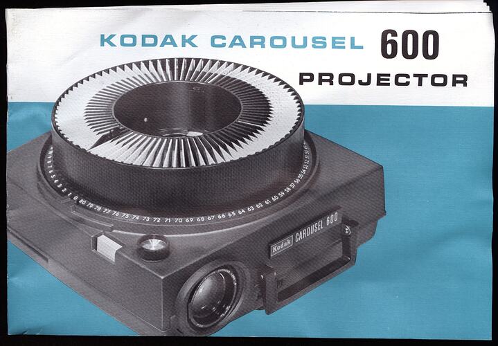 Booklet with text and photograph of carousel projector.