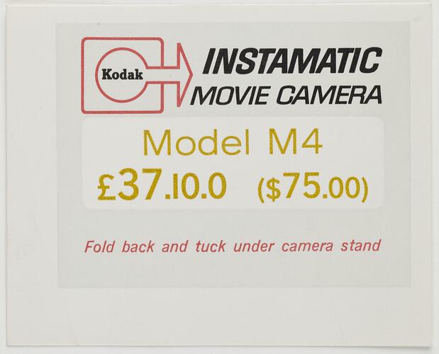 White ticket with printed text and Kodak logo.