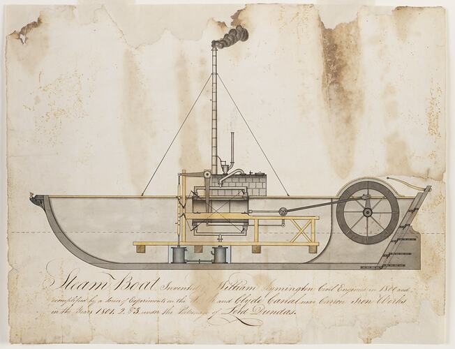 Drawing - Steam Vessel, William Symington, 1800