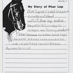 Letter - My Story of Phar Lap, Jake Derrick, 1999
