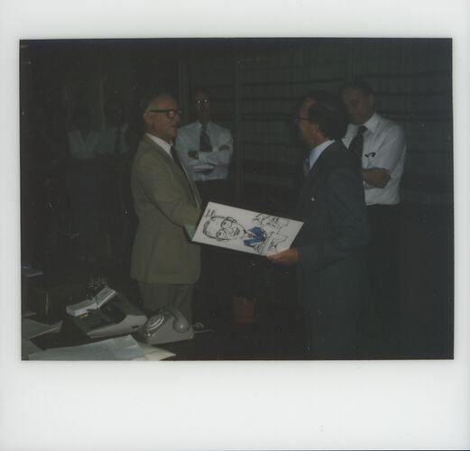 Photograph - Kodak Australasia Pty Ltd, Graham Francis with Retirement Card, 1981