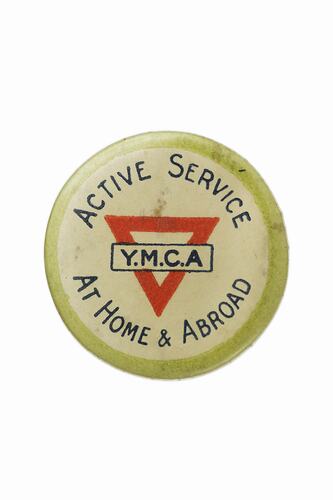 Badge - Active Service At Home & Abroad, Red Triangle, Adelaide Y.M.C.A, World War I, circa 1915-1918, Obverse