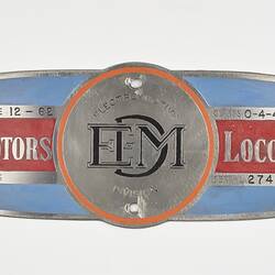 Locomotive Builders Plate - General Motors, Electro-Motive Division, Illinois, USA, 1962