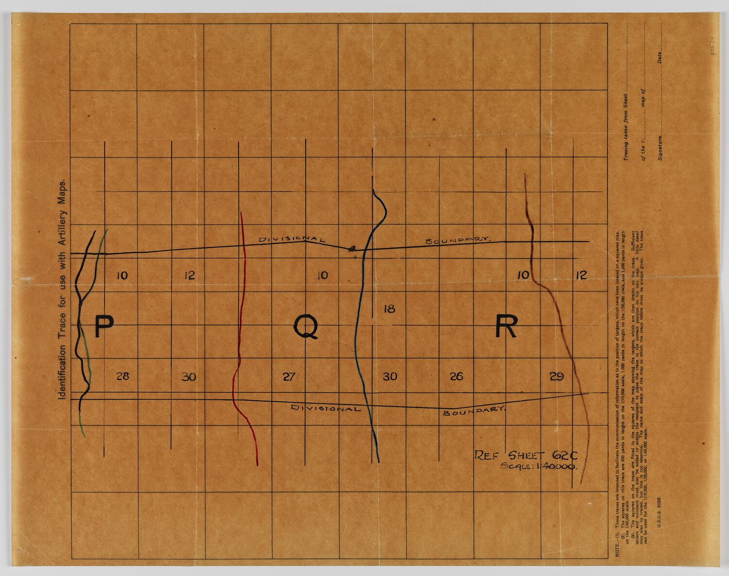 Identification Trace Map - Military, 'For Use With Artillery Maps ...