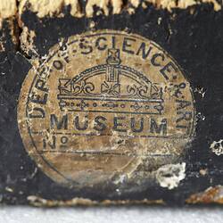 Model of Colosseum made of cork. Detail of stamp.