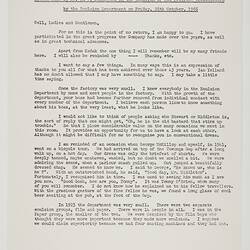 Manuscript - Kodak Australasia Pty Ltd, Retirement Speech Made by S.P. Middleton, Kodak factory, Coburg, 28 October 1966