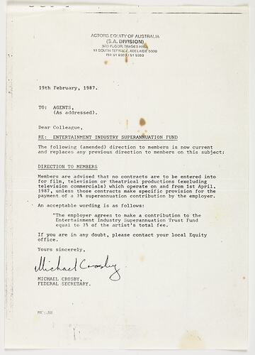 Letter - To Bernice Kopple from McLeods Model Agency, Academy & Promotions, Adelaide, 1989, Page 2