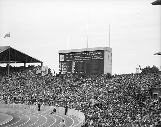 Scoreboard, Men's 5000 Metres Final, Olympic Games, Melbourne Cricket Ground, Melbourne, Victoria, 1956