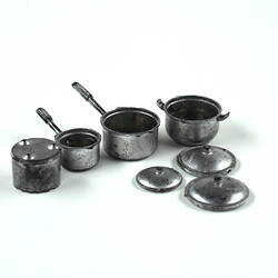 Toy silver pots.