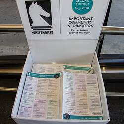 Digital Photograph - Overhead View of City of Whitehorse Community Flyer Box, Woolworths, Blackburn South, 18 May 2020