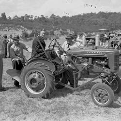 Negative - International Harvester, Demonstrating Farmall A Tractors to Salesmen. Bendigo, 1940