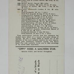 Printed text describing HUbert Opperman cycling records.