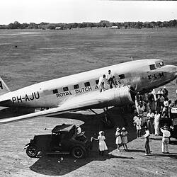 Negative - KLM Airways Douglas DC2 Aeroplane, MacRobertson Centennial Air Race, Refueling in Darwin, Fannie Bay, Northern Territory, 1934