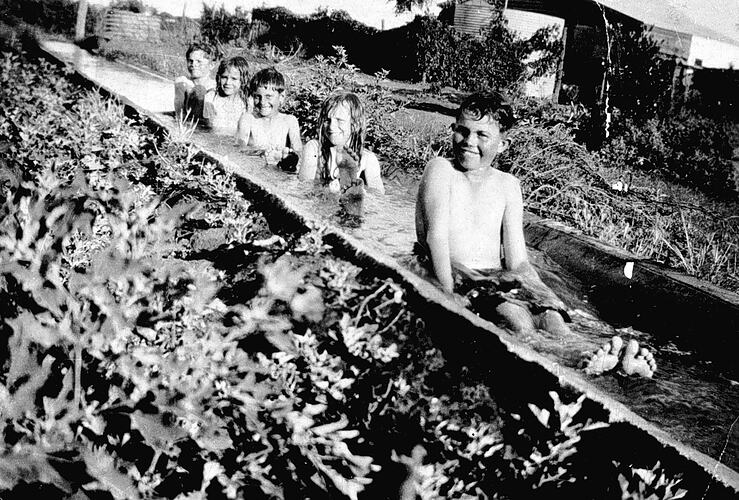 [Enjoying the benefits of irrigation, Block 562, Cardross, near Mildura, 1920s.]