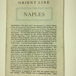 Booklet - Orient Line, Naples, 1967