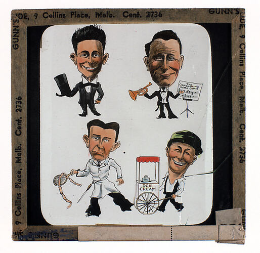 Lantern Slide - Universal Opportunity League, Four Male Drawings