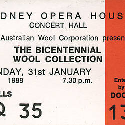 Ticket - Bicentennial Wool Collection, Australian Wool Corporation, 1988