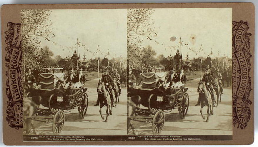 Stereograph - Royal Party Leaving Exhibition Building After Opening of Federal Parliament, 1901