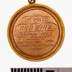 Medal - Victorian Grand National Exhibition Gold Prize, Ballaarat,1868 AD