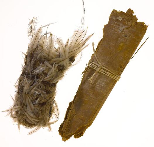 Sheaths - paper bark and emu feather