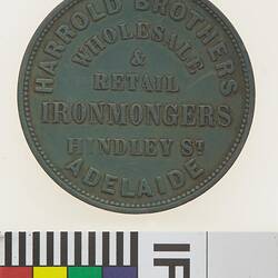 Token - 1 Penny, Harrold Bros, Ironmongers, Adelaide, South Australia, Australia, 1858