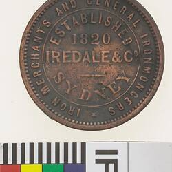Token - 1 Penny, Iredale & Co, Iron Merchants & Ironmongers, Sydney, New South Wales, Australia, circa 1851