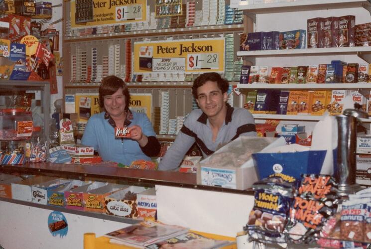 Digital Photograph - Transaction at K & A Pappas Australian & Continental Milk Bar, Preston West, 1982