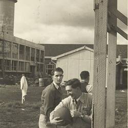 Digital Photograph - Monsanto Chemicals Basketball Team, Lunch Time Practice, Footscray West, 1956