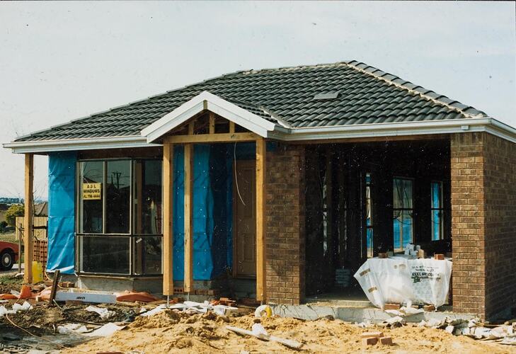 Digital Photograph - View of Roofing Tiles & Brick Walls, New AV Jennings 'Ironbark' House, Westmeadows, 1994