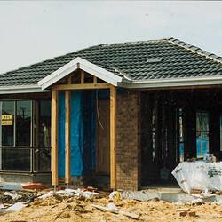 Digital Photograph - View of Roofing Tiles & Brick Walls, New A.V. Jennings 'Ironbark' House, Westmeadows, 1994