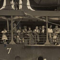 Digital Photograph - Passengers On Deck of 'SS Ballarat', Arriving at Station Pier, Port Melbourne, 1925
