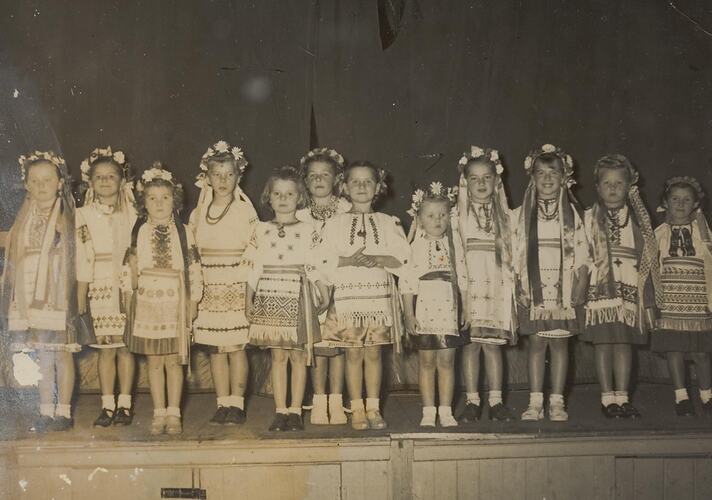 Digital Photograph - Ukrainian Children's Performing Group, in Traditional Costume, South Melbourne Town Hall, 1952