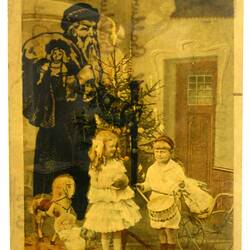 Postcard Transparency - 'A Glad Christmas', Addressed to H Baldwin, 24 Dec 1907