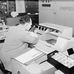 Photograph - CSIRAC Computer, Roy Muncey at Console, 1957