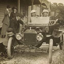 Family & Dog, with Model T Ford Car, Brunswick, circa 1913