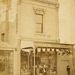 Owner, Family & Staff Outside J Phillips Ironmongers, Abbotsford, circa 1872
