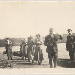 Photograph - Women with Men in Uniform by Water, Tom Robinson Lydster, World War I, 1916