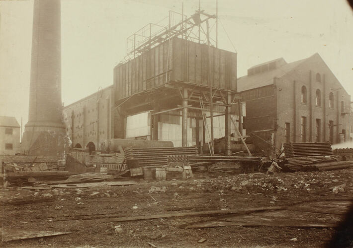Photograph - Melbourne Electric Supply Co, Erection of Coal Bunkers, Richmond, Victoria, June 1913