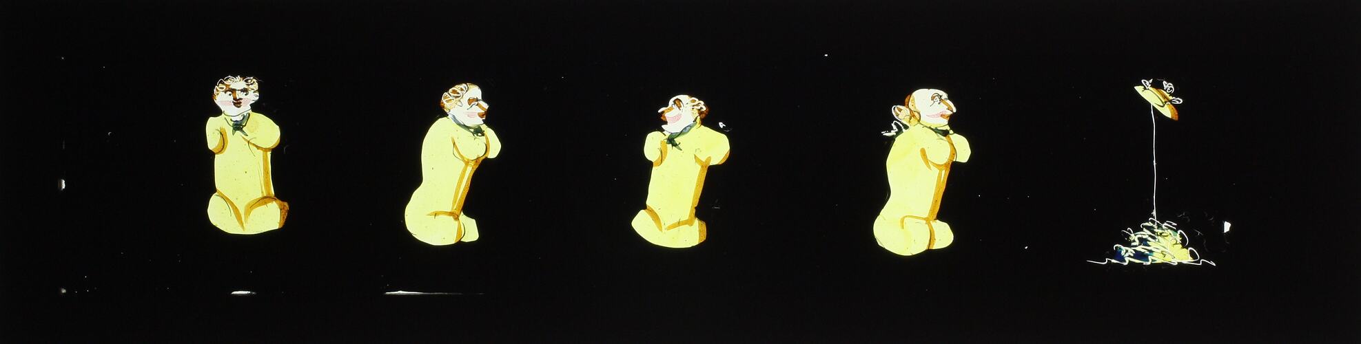 Lantern Slide - Four Figures in Yellow Suits, 1820-1860