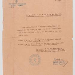 Certificate - Birth & Baptism, Aleksanders Caurs, Greek Orthodox Church, Ansbach District, Germany, 22 Apr 1948